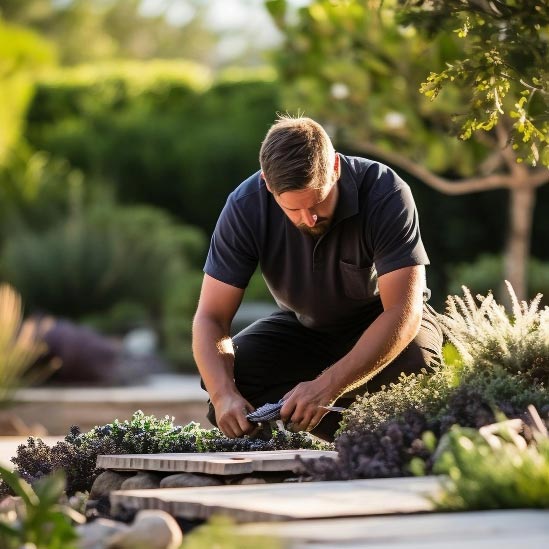 Photo of a landscaper professional working on a NWA project